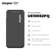 Pin sạc dự phòng Energizer 10000mAh UE10052PQ – 3 cổng sạc tiện lợi, tích hợp sạc nhanh 2 chiều – Hàng chính hãng